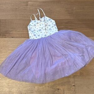Kids Lavender Tulle Dress with Floral Bodice